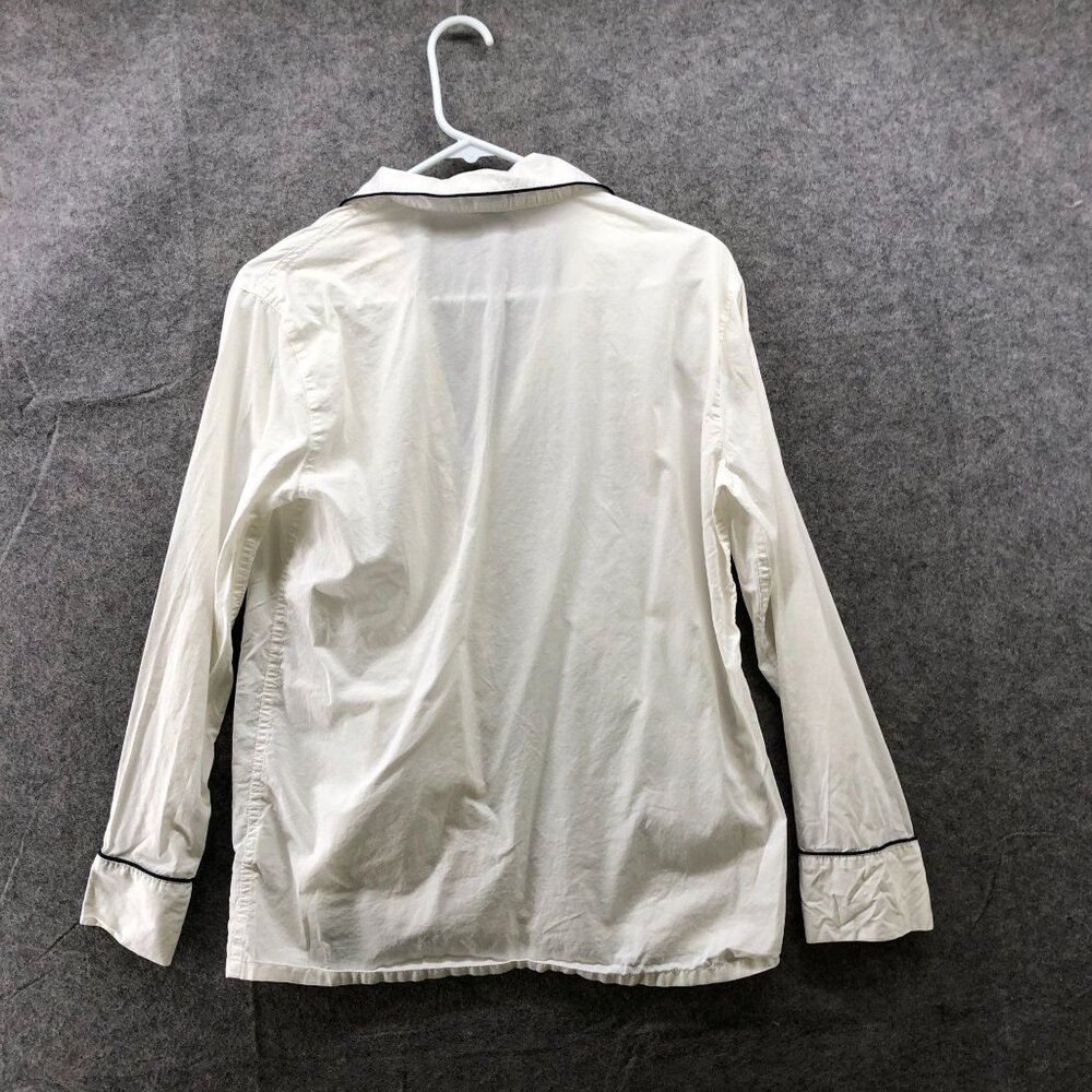 J. Crew Vintage Pajama Set Womens S White Cotton Long Sleeve Lightweight Button - Picture 3 of 14